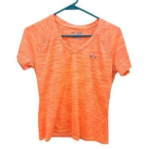 Under Armour Heatgear Shirt Loose Womens Orange Semi Fitted Medium V neck